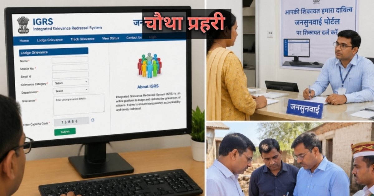 IGRS पोर्टल पर शिकायत दर्ज करते नागरिक और अधिकारी जांच करते हुए