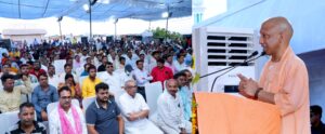 CM Yogi Adityanath inaugurating parking complex in Gorakhpur