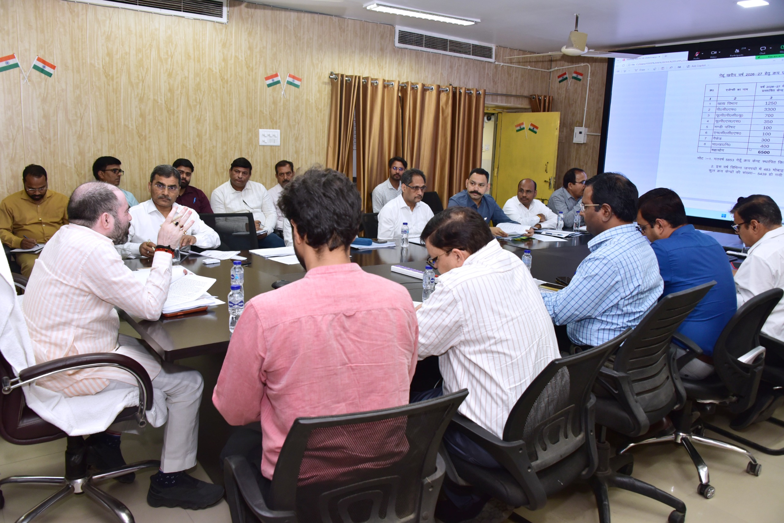 गेहूं खरीद को लेकर खाद्य एवं रसद राज्य मंत्री सतीश शर्मा समीक्षा करते हुए