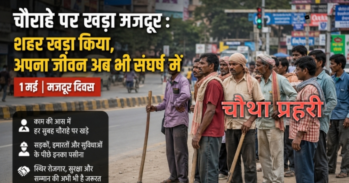 काम की तलाश में चौराहे पर खड़े मजदूर