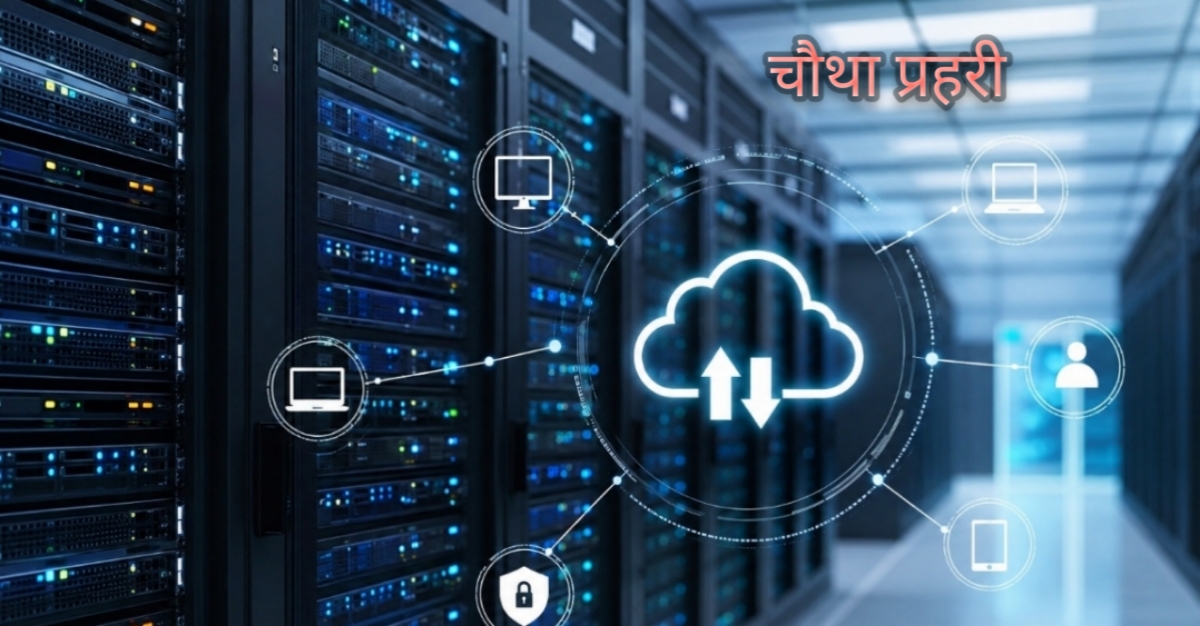 वाहन पोर्टल तकनीकी समस्या के दौरान क्लाउड सर्वर और डेटा सेंटर का प्रतीकात्मक दृश्य