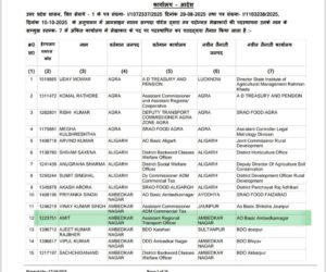 लेखाकार अमित का ट्रांसफर आर्डर की प्रति 