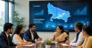 उत्तर प्रदेश में निवेश और आर्थिक विकास का सांकेतिक चित्र।
