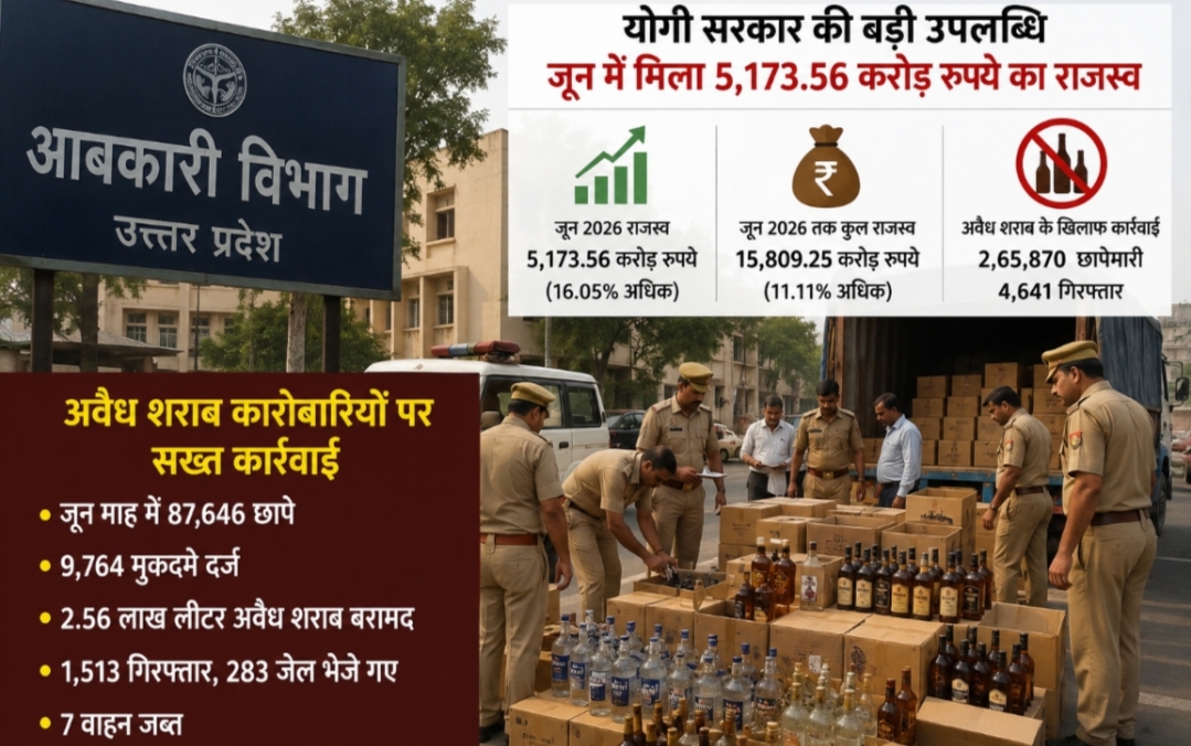 उत्तर प्रदेश में आबकारी विभाग की कार्रवाई और राजस्व संग्रह से जुड़ी एआई जेनरेटेड सांकेतिक तस्वीर